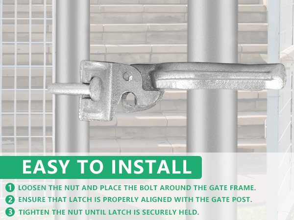 Chain Link Fence Gate Fork Latch - Commercial Heavy Duty - Malleable - Galvanized Gate Latch with Hole for Padlock 1-3/8" x 2-3/8" (2-1/2") - Image 3