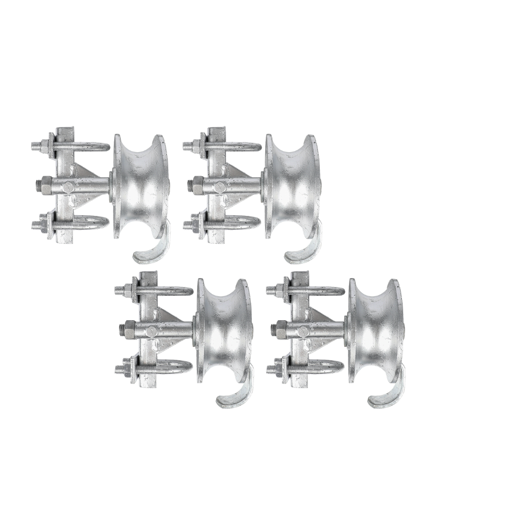 Sliding Gate Rollers, Steel Rolling Gate Hardware for 2'' (1-7/8'') Gate Frame & 1-5/8'' Track Pipe, Double U Bolt