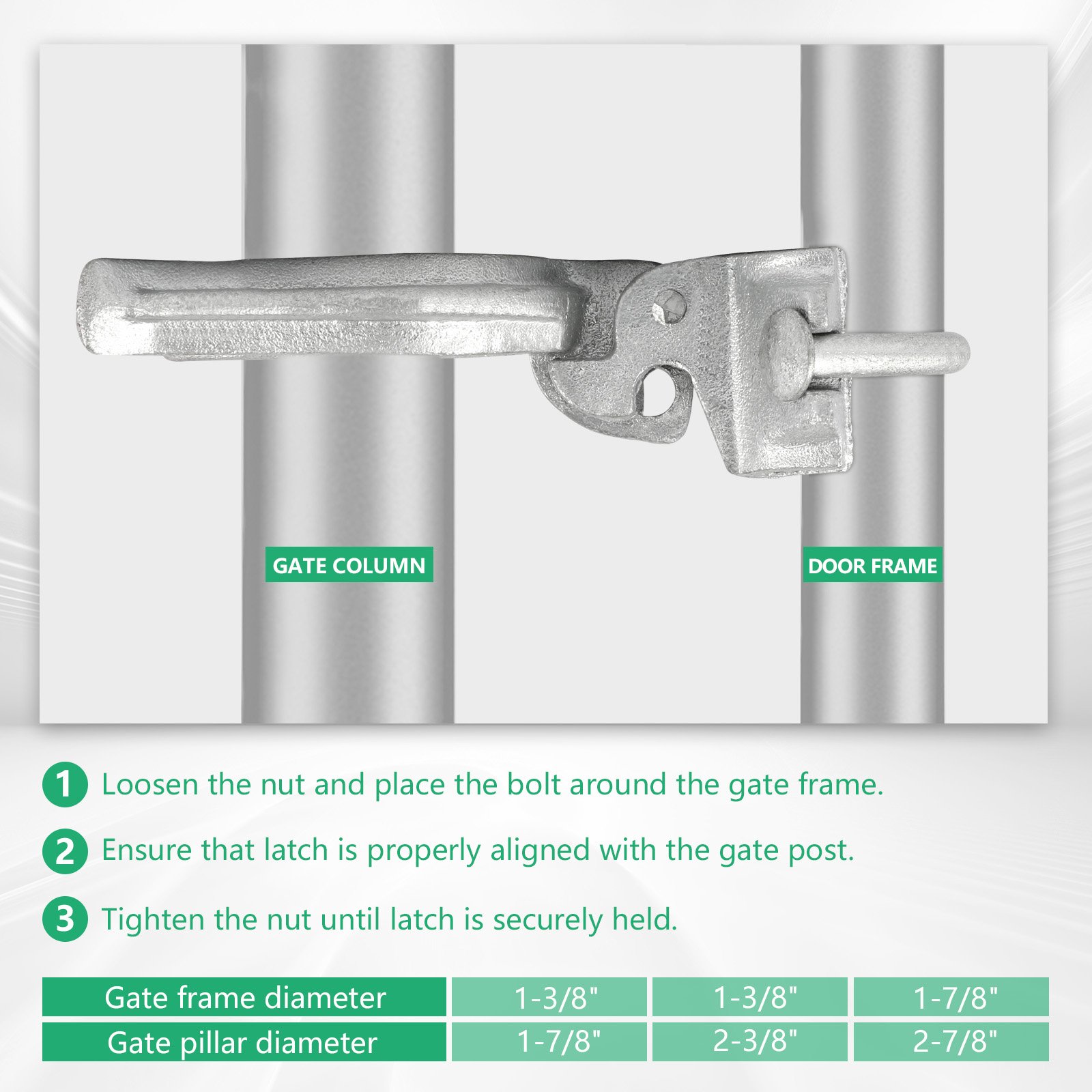 Chain Link Fence Gate Fork Latch - Commercial Heavy Duty - Malleable - Galvanized Gate Latch with Hole for Padlock 1-3/8" x 2-3/8" (2-1/2") - Image 5