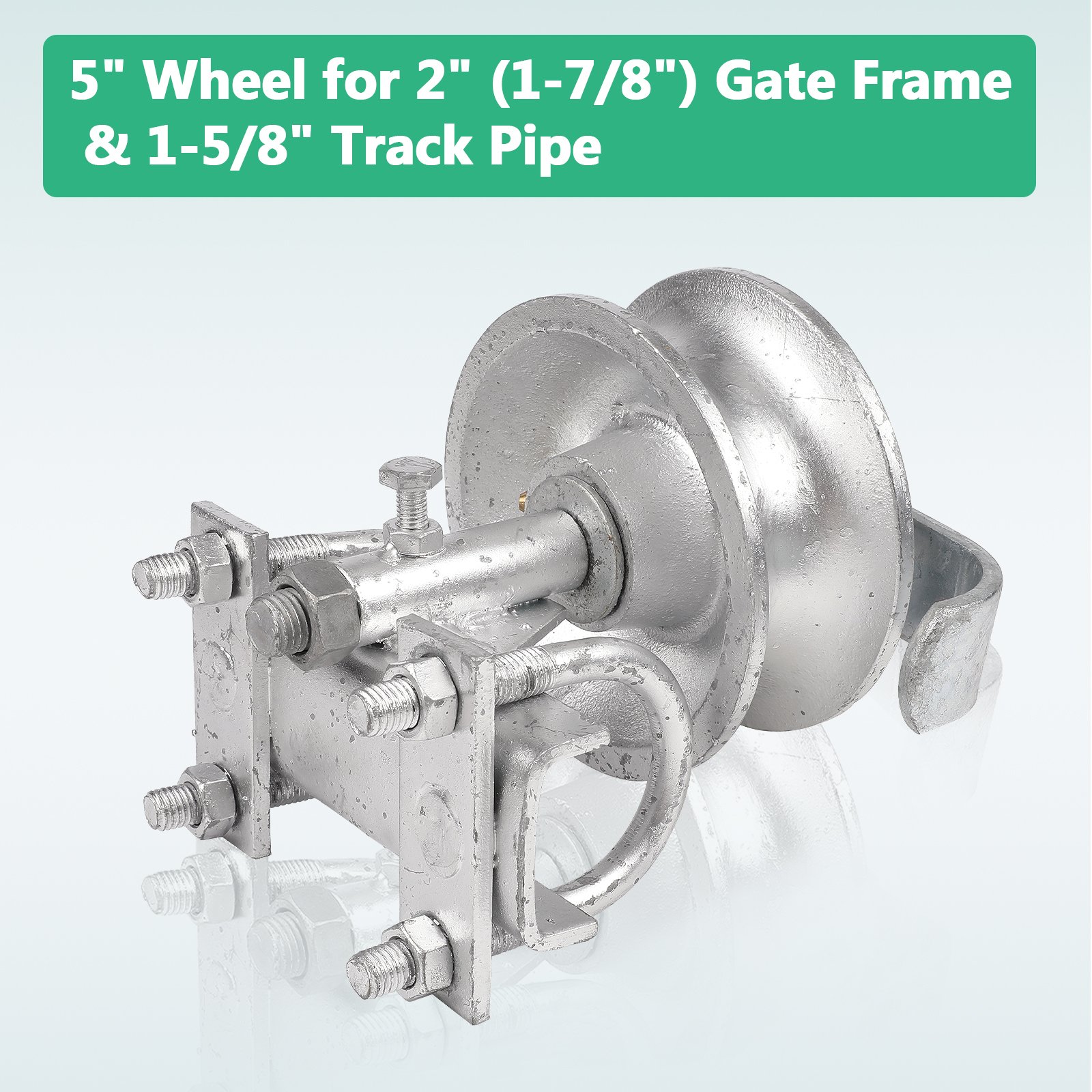 Sliding Gate Rollers, Steel Rolling Gate Hardware for 2'' (1-7/8'') Gate Frame & 1-5/8'' Track Pipe, Double U Bolt - Image 5